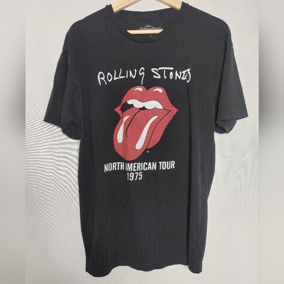 The Rolling‎ Stones North American Tour 74 Graphic Tee Black Red White Cotton L - Picture 2 of 6